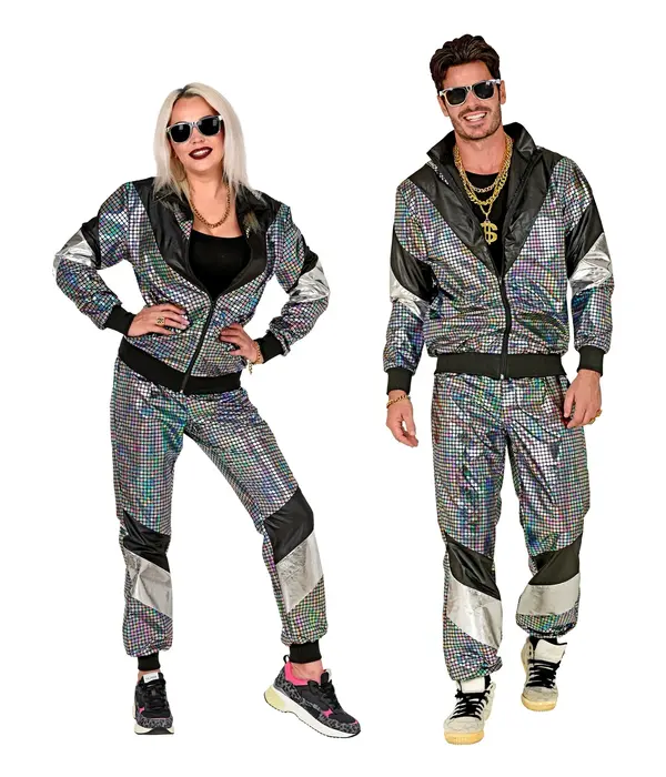 Disco Trainingspak Reflecterend Zilver Unisex