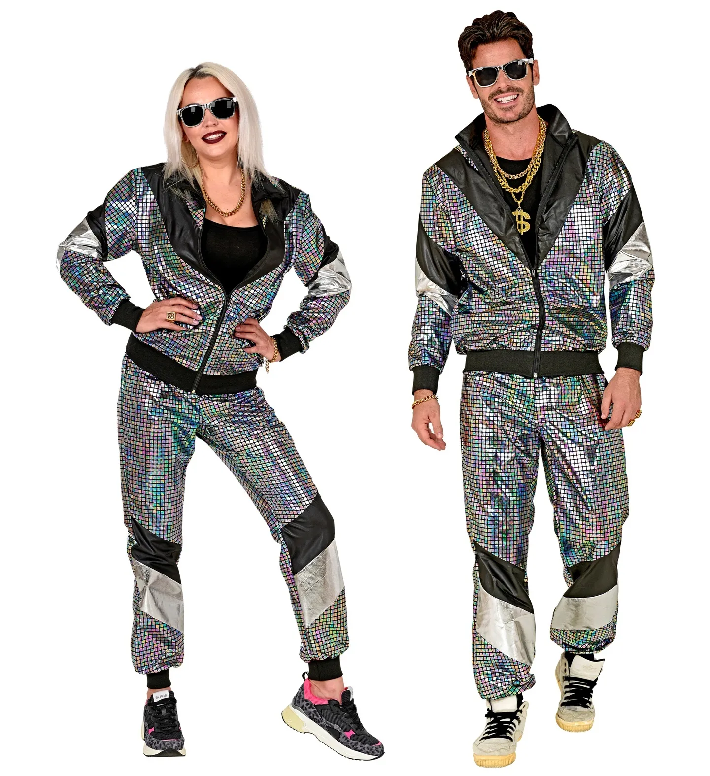 Disco Trainingspak Reflecterend Zilver Unisex