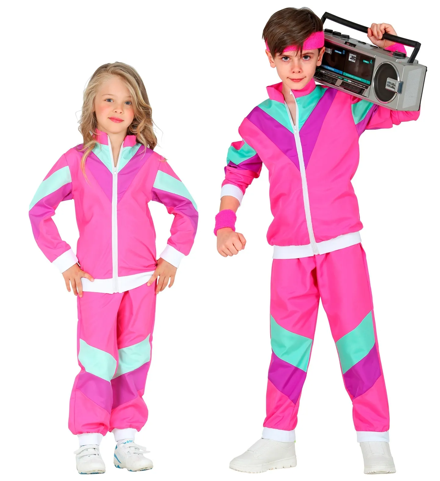 Roze 80&apos;s Party Trainingspak Kind afbeelding