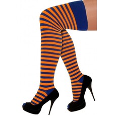 Lange Sokken Oranje/Blauw Gestreept
