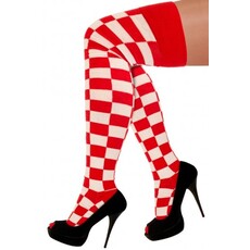 Lange Sokken Rood/Wit Geblokt