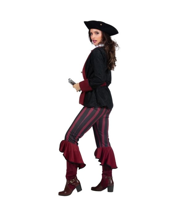 Piraat Outfit Dame burgundy/zwart premium