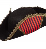 Piratenhoed luxe zwart/rood