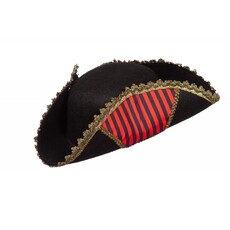 Piratenhoed luxe zwart/rood