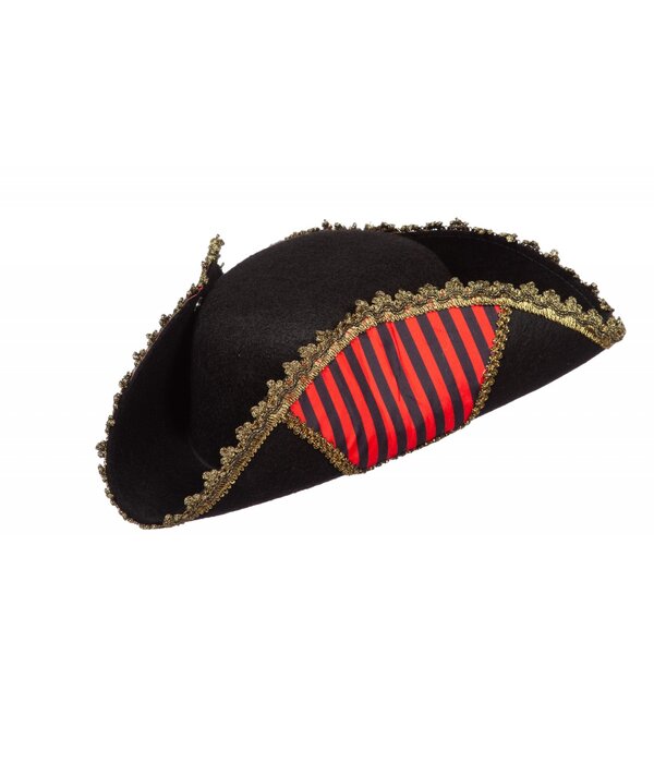 Piratenhoed luxe zwart/rood