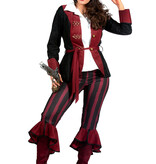 Piraat Outfit Dame burgundy/zwart premium