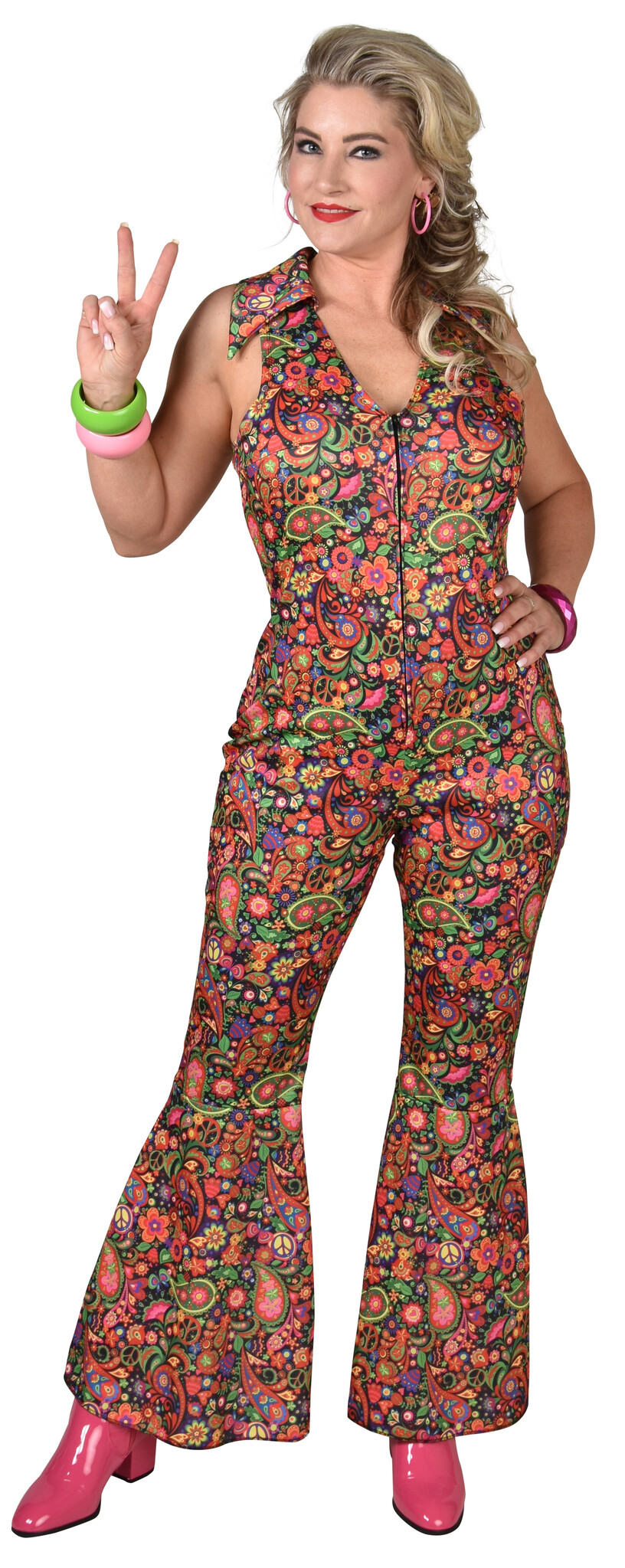 Magic By Freddy's - Hippie Kostuum - Ready To Dance Paisley - Vrouw - Oranje - Medium / Large - Carnavalskleding - Verkleedkleding