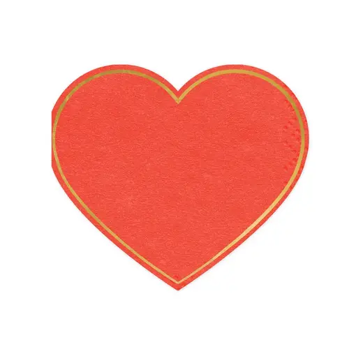 Hartvormige Servetten Rood/Goud (20st)