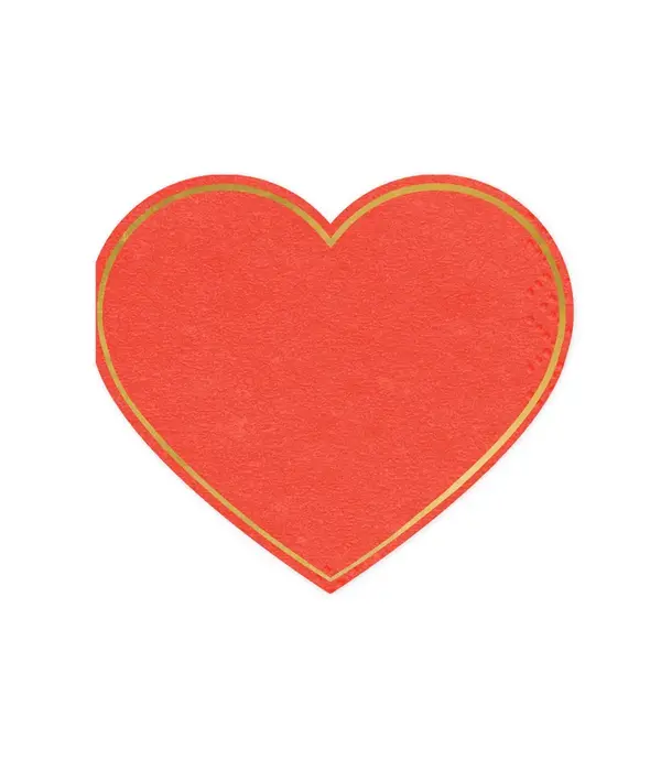 Hartvormige Servetten Rood/Goud (20st)