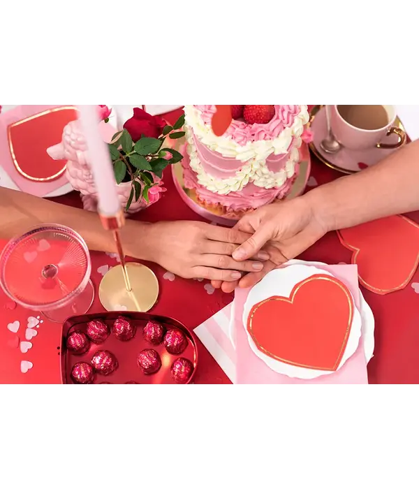 Hartvormige Servetten Rood/Goud (20st)