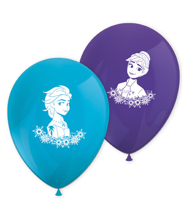 Frozen Ballonnen Anna En Elsa Blauw/Paars (8st)