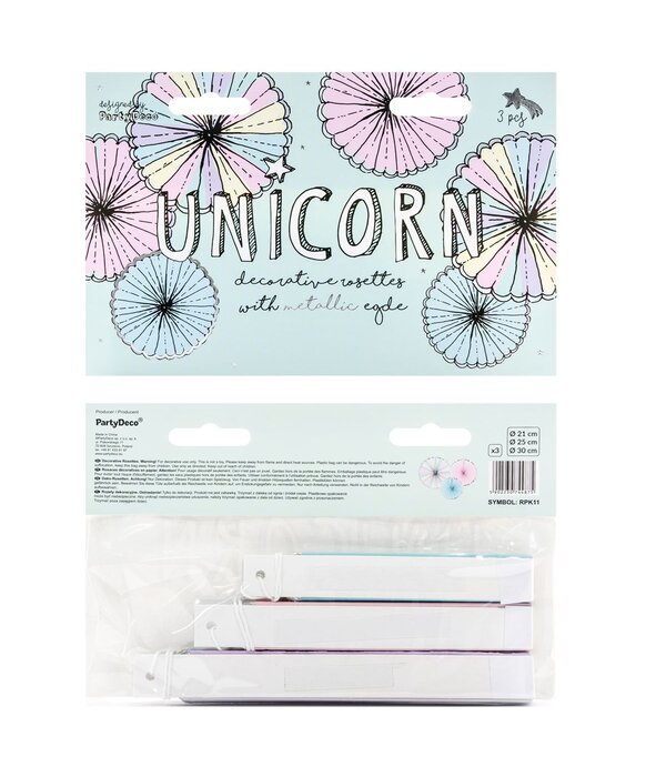Decoratieve Rozetten Unicorn Mix (3st)