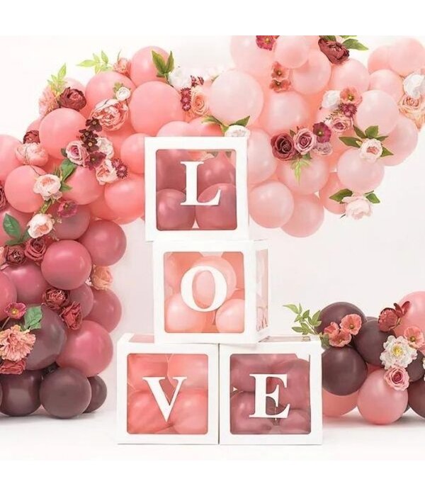 Ballonnen Box LOVE Wit (30x30cm)