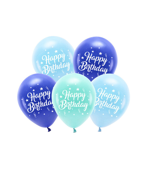 Happy Birthday Ballonnen Blauw Mix (5st)