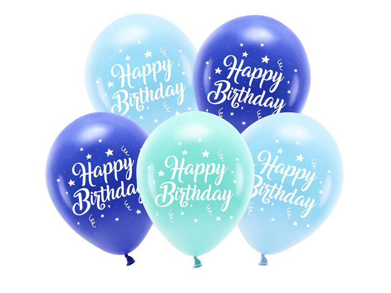 Happy Birthday Ballonnen Blauw Mix (5st)