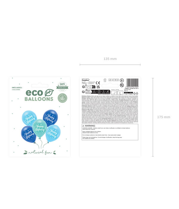 Happy Birthday Ballonnen Blauw Mix (5st)