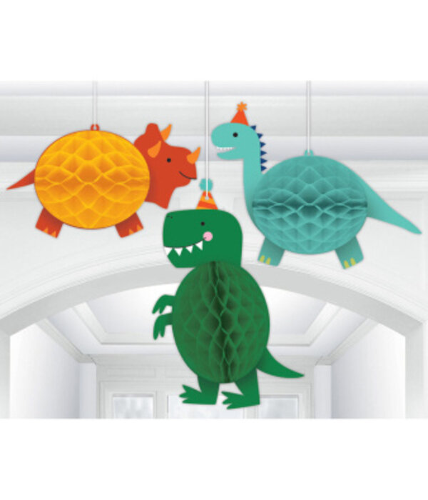 Honeycomb Hangdecoratie Dinosaurus Dino-Mite (3st)