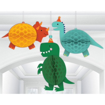 Honeycomb Hangdecoratie Dinosaurus Dino-Mite (3st) afbeelding