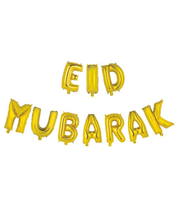 Folieballonnen Slinger Set 'Eid Mubarak' Goud (4m)