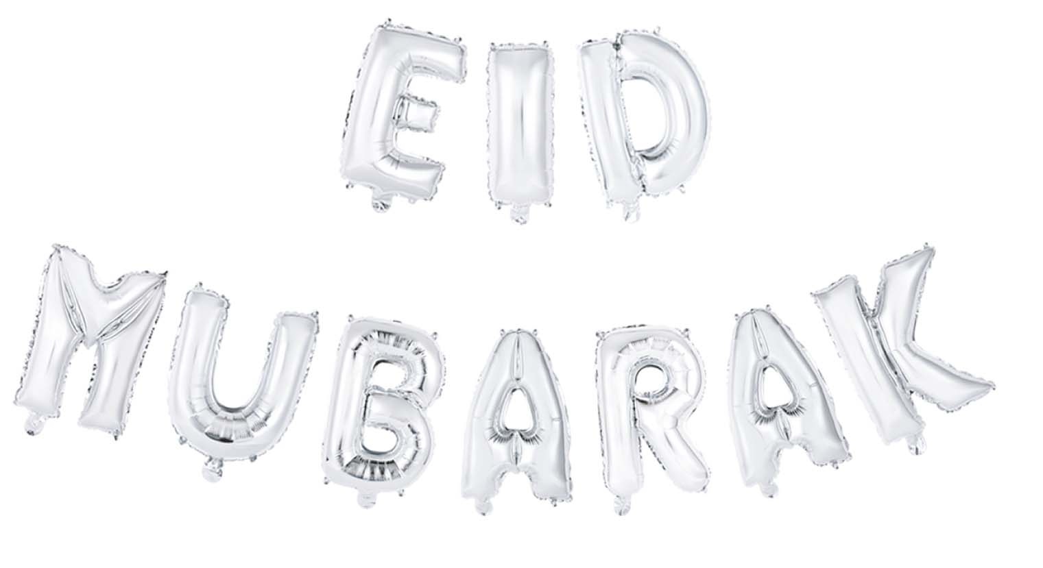 Folieballonnen Slinger Set 'Eid Mubarak' Zilver (4m)