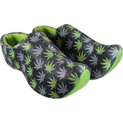 Klompsloffen Wietprint groen/zwart