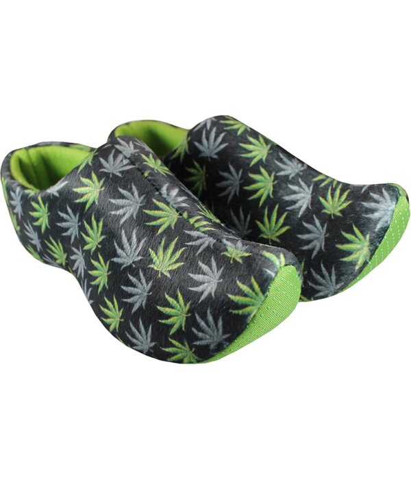 Klompsloffen Wietprint groen/zwart
