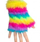 Vingerloze Handschoenen Pluche Regenboog Gestreept