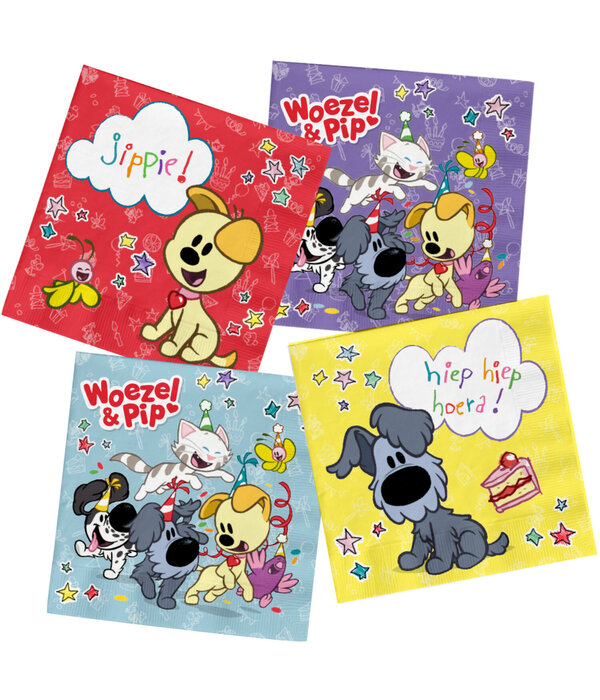 Woezel En Pip Hiep Hiep Hoera Servetten (20st)