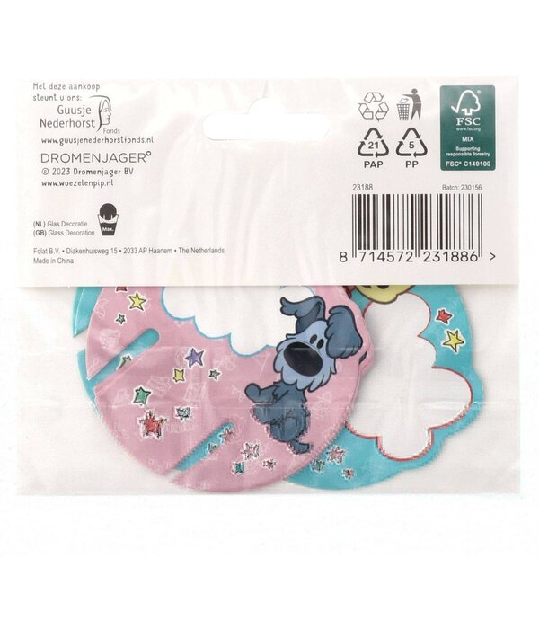 Glasdecoratie Woezel En Pip (6st)