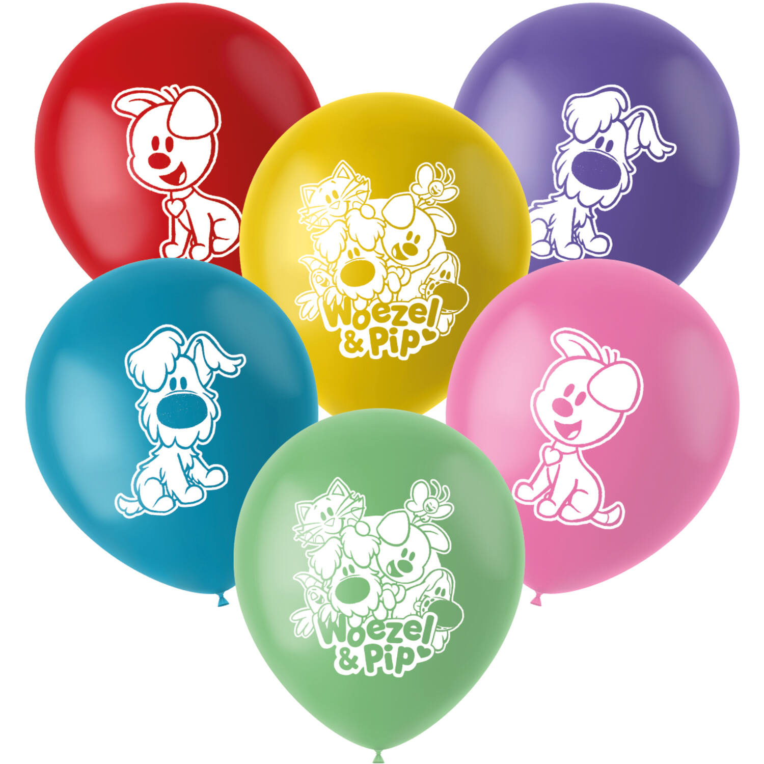 Gekleurde Latex Ballonnen Woezel En Pip (6st)