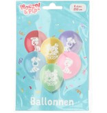 Gekleurde Latex Ballonnen Woezel En Pip (6st)