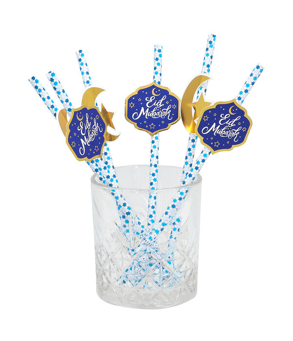 Rietjes Eid Mubarak Blauw/Goud (6st)