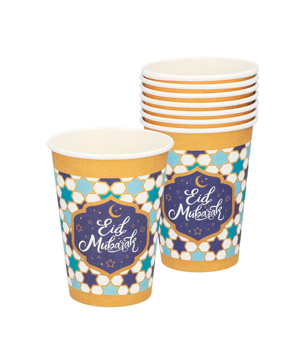 Bekers Eid Mubarak Blauw/Goud (8st)
