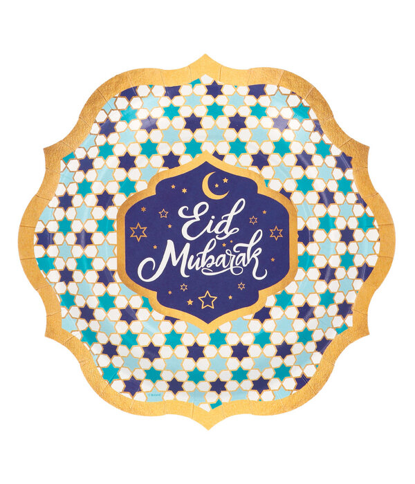 Bordjes Eid Mubarak Blauw/Goud (8st)