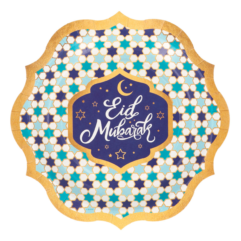 Bordjes Eid Mubarak Blauw/Goud (8st)