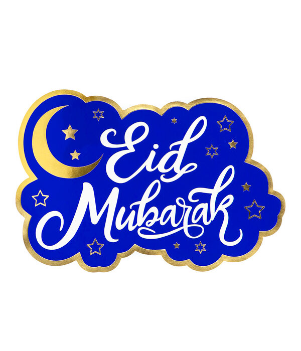 Wanddecoratie Eid Mubarak Blauw/Goud 33cm