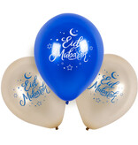 Latex Ballonnen Eid Mubarak Blauw/Goud (6st)