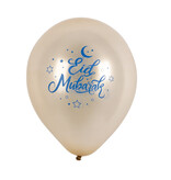Latex Ballonnen Eid Mubarak Blauw/Goud (6st)
