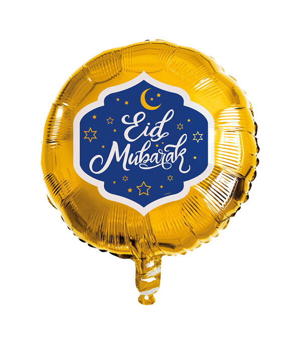 Folieballon Eid Mubarak Goud/Blauw (45cm)