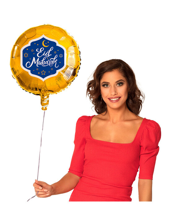 Folieballon Eid Mubarak Goud/Blauw (45cm)