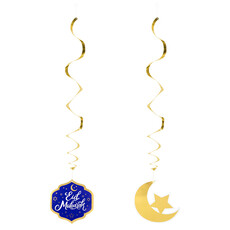 Decoratieswirls Eid Mubarak Blauw/Goud (2st)