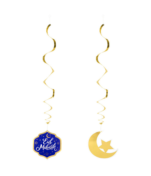 Decoratieswirls Eid Mubarak Blauw/Goud (2st)
