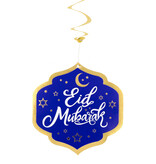 Decoratieswirls Eid Mubarak Blauw/Goud (2st)