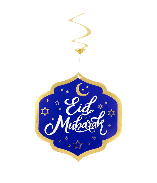 Decoratieswirls Eid Mubarak Blauw/Goud (2st)