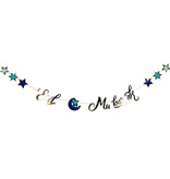 Letterslinger 'Eid Mubarak' Blauw/Goud (250 cm)