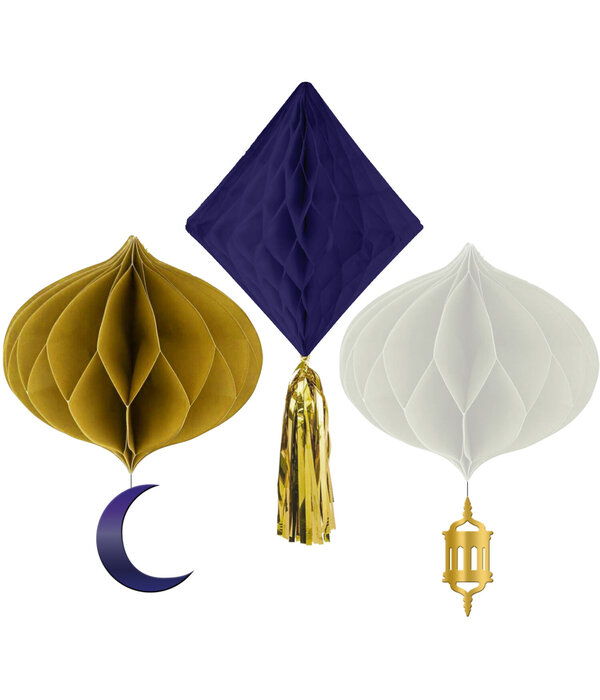 Honeycomb Set Ramadan Goud/Blauw/Wit (3st)