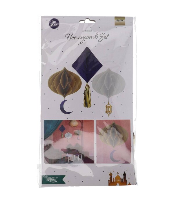 Honeycomb Set Ramadan Goud/Blauw/Wit (3st)