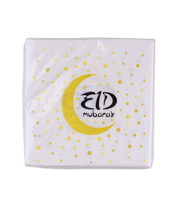 Servetten Eid Mubarak Goud/Wit (20st)