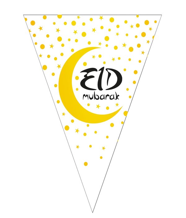 Vlaggenlijn Wit Eid Mubarak (5m)