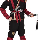 Ninja Kostuum Zwart/Goud/Rood Kind